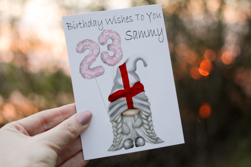 England Gnome Age Birthday Card, Card for 23rd Birthday